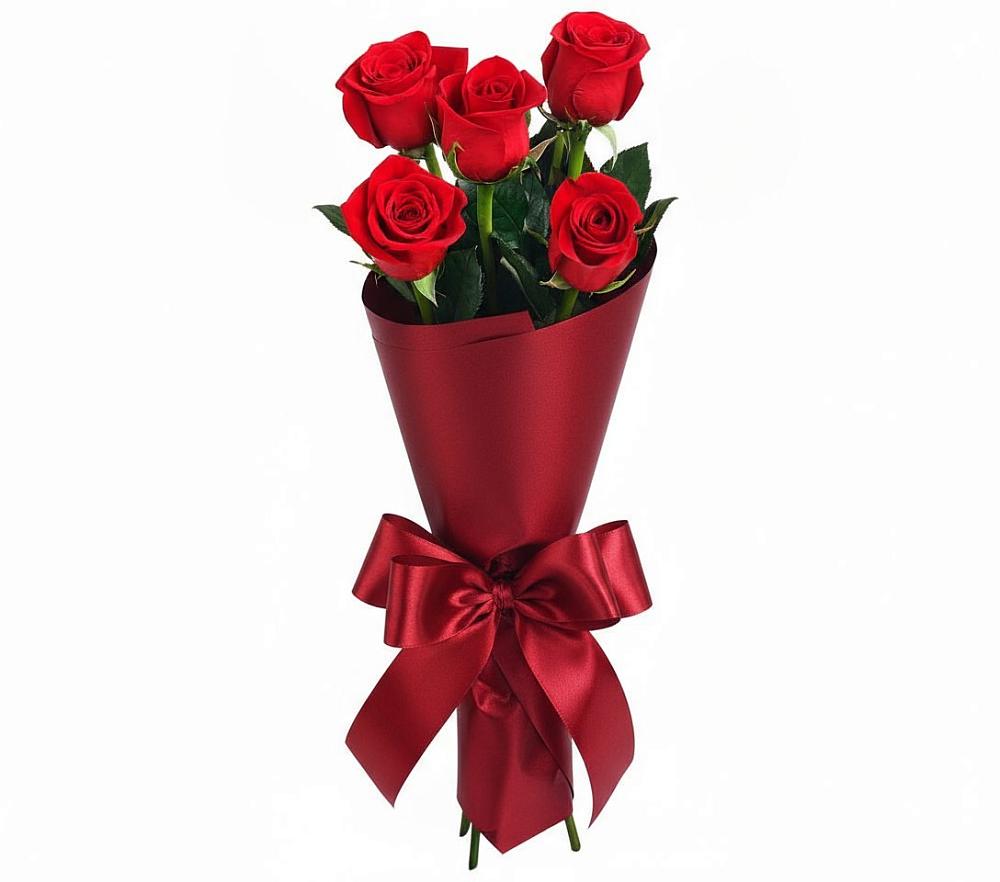 Букет 5 Красных роз Эдлесс Лав в Чупряково