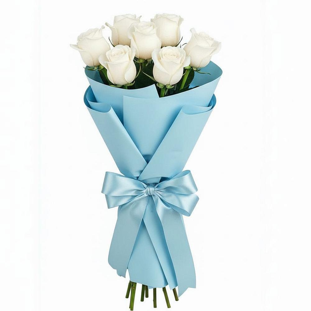Букет 7 белых роз Проуд в Чупряково
