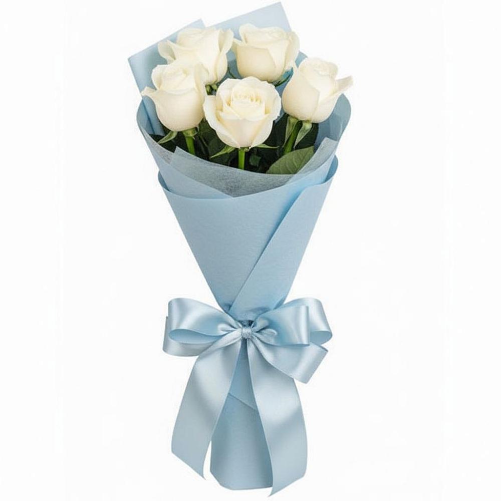 Букет 5 Белых роз Проуд в Чупряково