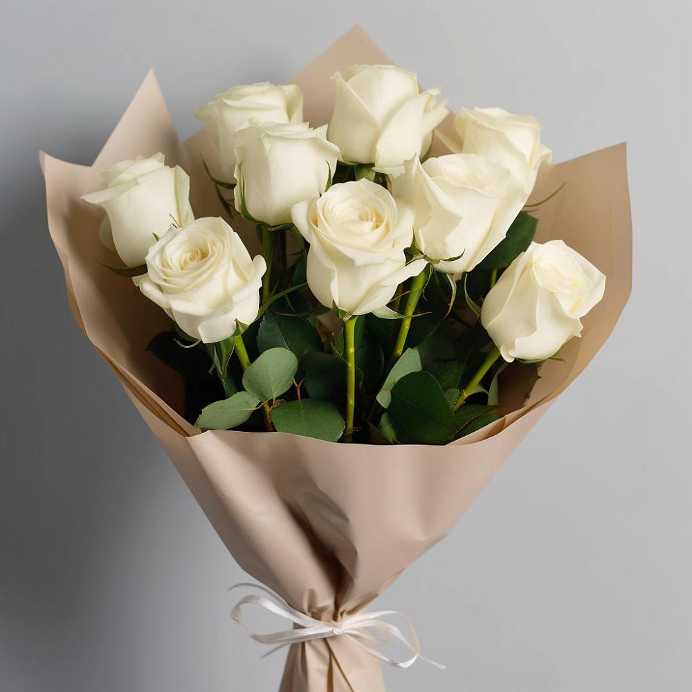 Букет 9 Белых роз Эдлесс Лав в Чупряково