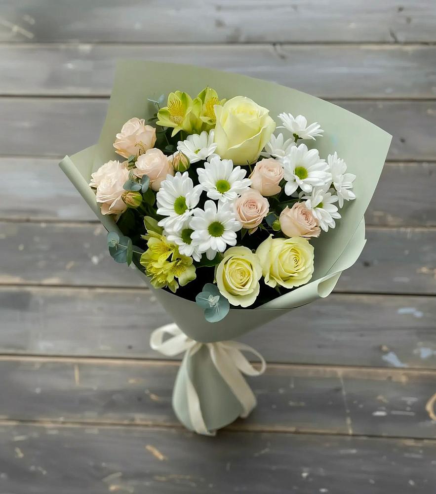 Букет цветов из: Альстромерии, Розы и Хризантемы в Чупряково