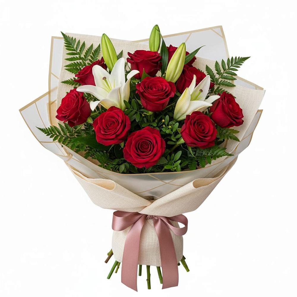 Букет цветов из: Лилии и Розы в Чупряково