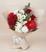 Букет цветов из:  Розы, Хризантемы, Герберы и Лилии в Чупряково
