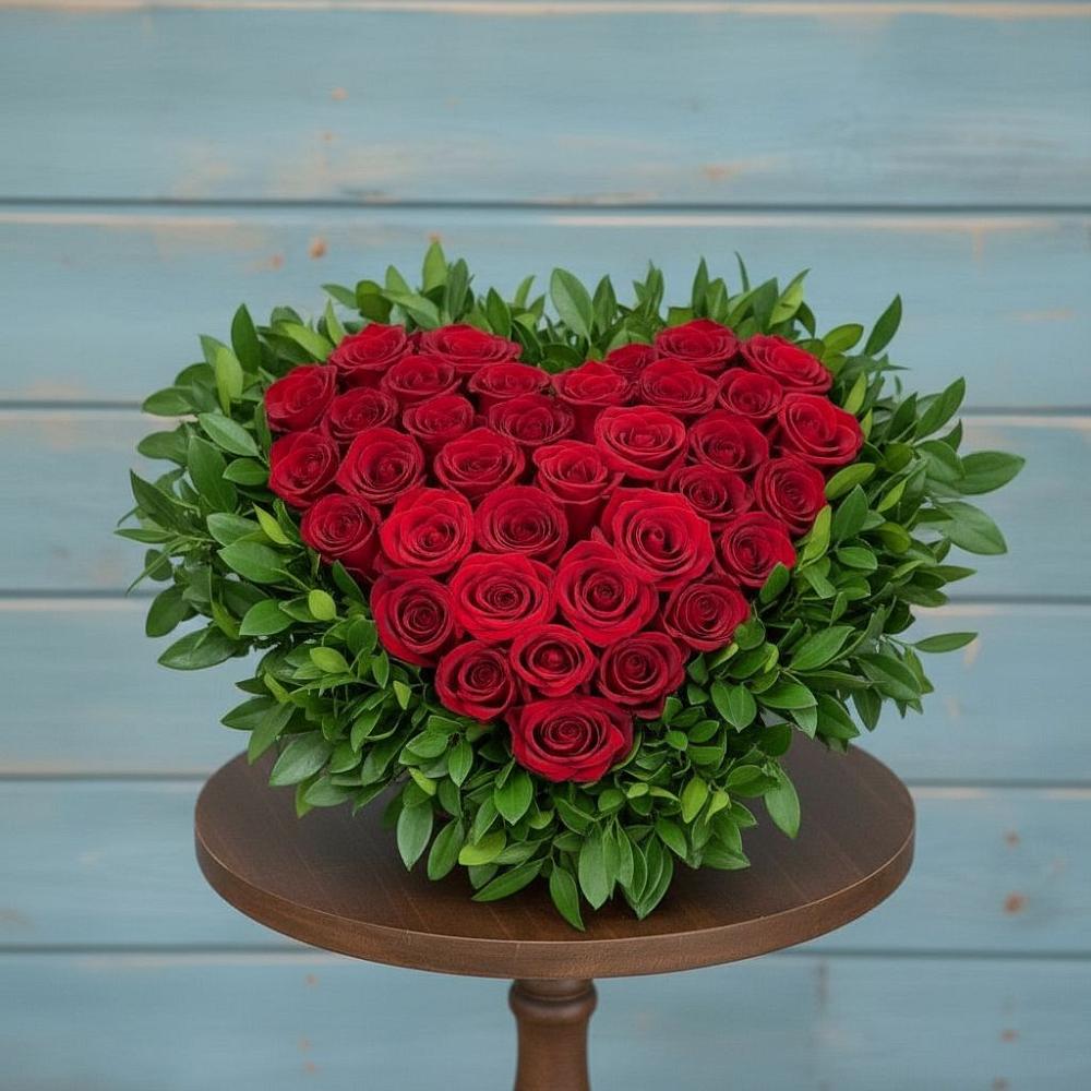 Цветочная композиция из Розы в виде сердца в Чупряково