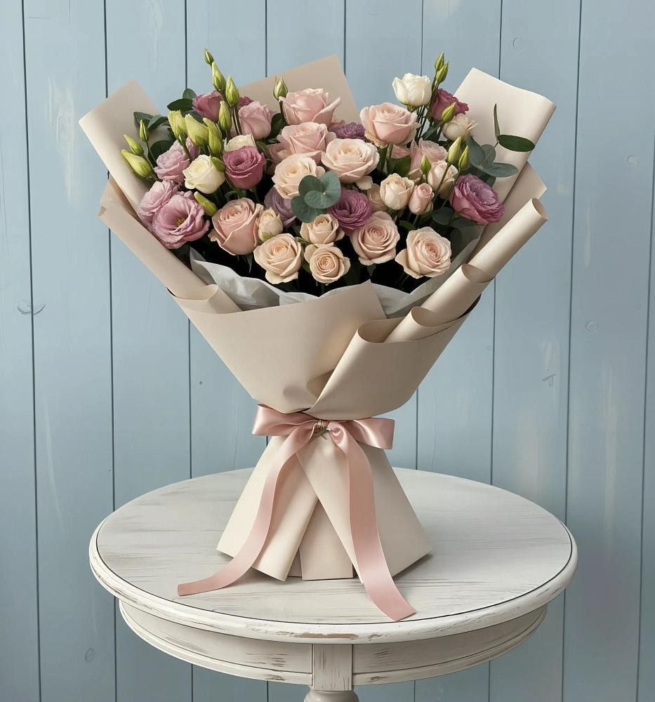 Букет цветов из: Розы и Лизиантусы в Чупряково