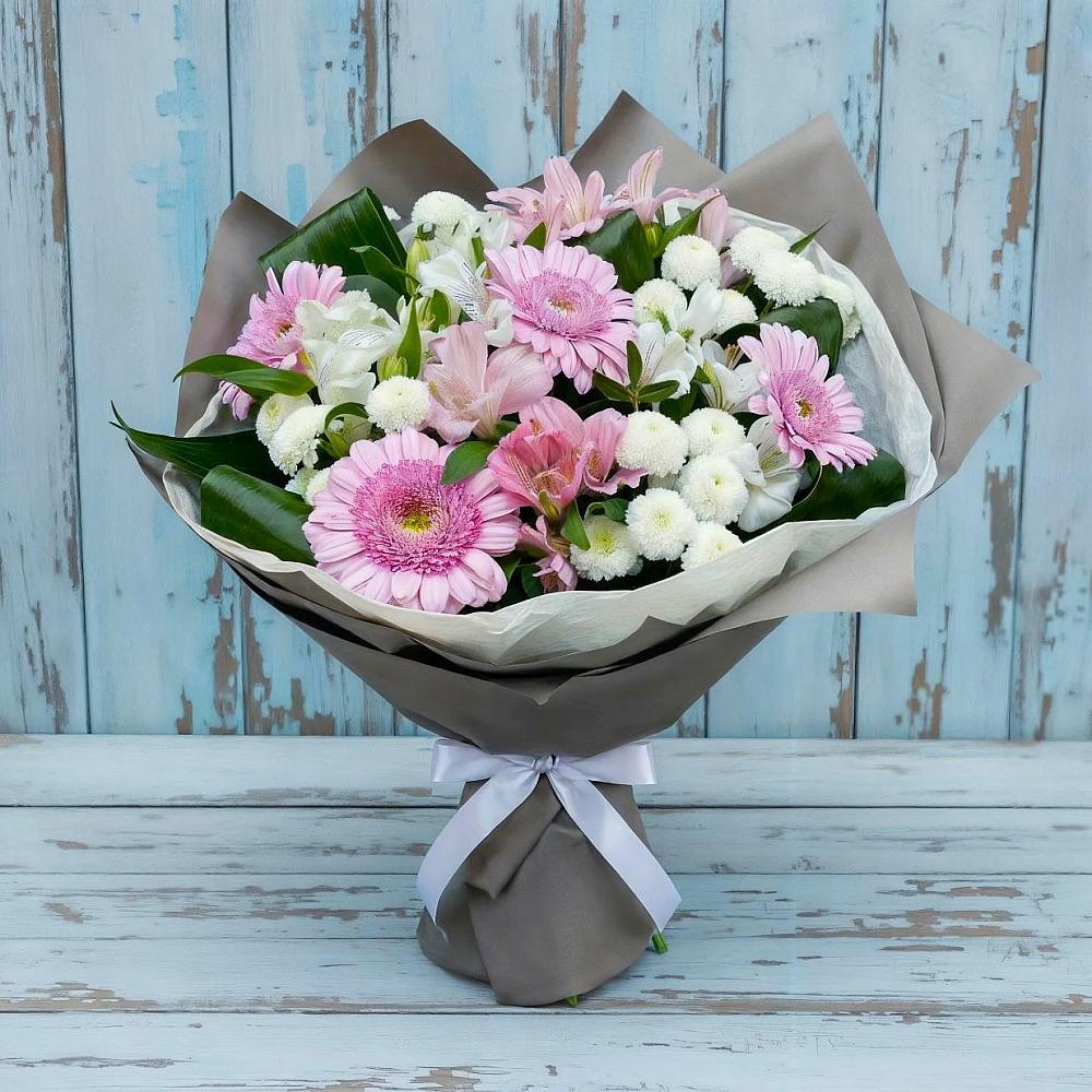 Букет цветов из: Герберы, Альстромерии и Хризантемы в Чупряково